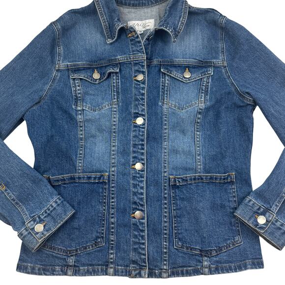 Eric New York Vintage Cotton Stretch Pockets Denim Jacket Women's Size 14 - Picture 2 of 6